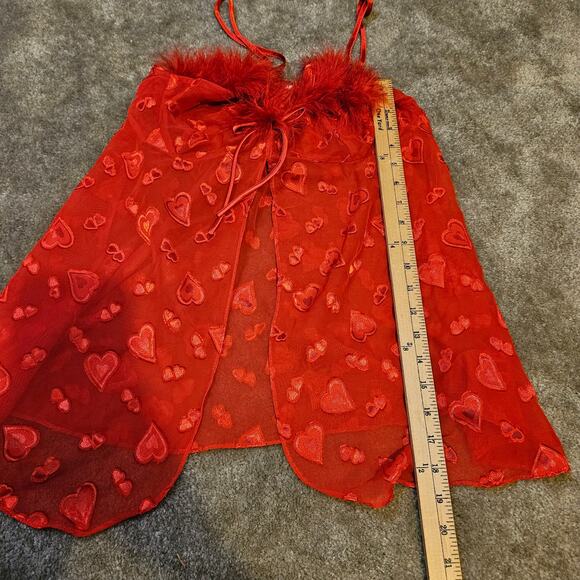 Inner Most Size Small S Red Lingerie Slip Hearts Valentines Day Feather Sheer - Picture 2 of 11